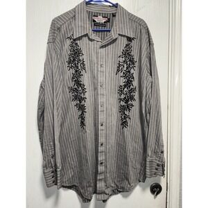 Brooks & Dunn Shirt Mens XXL Gray Western‎ Pearl Snap Embroidered Cowboy Rodeo